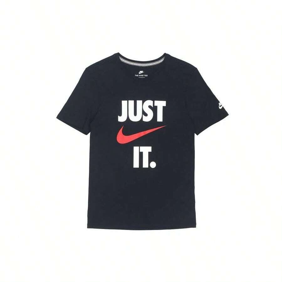 Camiseta de manga corta Sportswear con cuello redondo y estampado de letras American Retro Dopamine - Negro - Ver 1