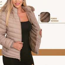 Women's Plush Puffer Jacket With Hood, Fur-Lined, Thermal, Padded, Waterproof, Winter, Pockets, Zipper, Cold Weather, Puffer Jacket - Black - View 2