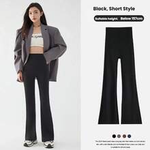 Nuevos pantalones de tiburón acampanados de cintura alta para mujer, pantalones de tiburón elásticos con corte de bota de verano, pantalones casuales Retro, ropa de calle para mujer - Negro 157CM abajo - Ver 5
