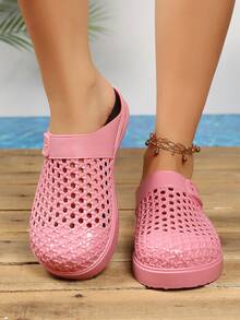 [Multiple Colors Available] Summer Waterproof Anti-Slip Clogs, New Thick-Soled Beach Shoes, Bathroom Slippers, Indoor/Outdoor Travel Beach Sandals - Hot Pink - View 2