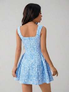PETITE Vestido midi sin mangas de color blanco sólido para mujer, simple y casual para uso diario - Azul - Ver 2