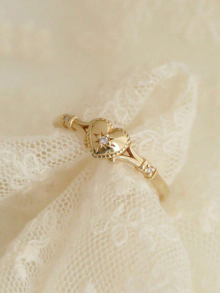 1pc Vintage Fashion Minimalist Ring, Bohemian Style Asymmetrical Heart Design, Versatile Simple Ring