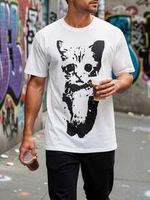 Y2K Cat-Themed T-Shirt, Unisex Graphic Tee, Y2K Emo Gothic Grunge Style Clothing, Streetwear For Men And Women, Loose And Comfortable For Summer. - White - View 6