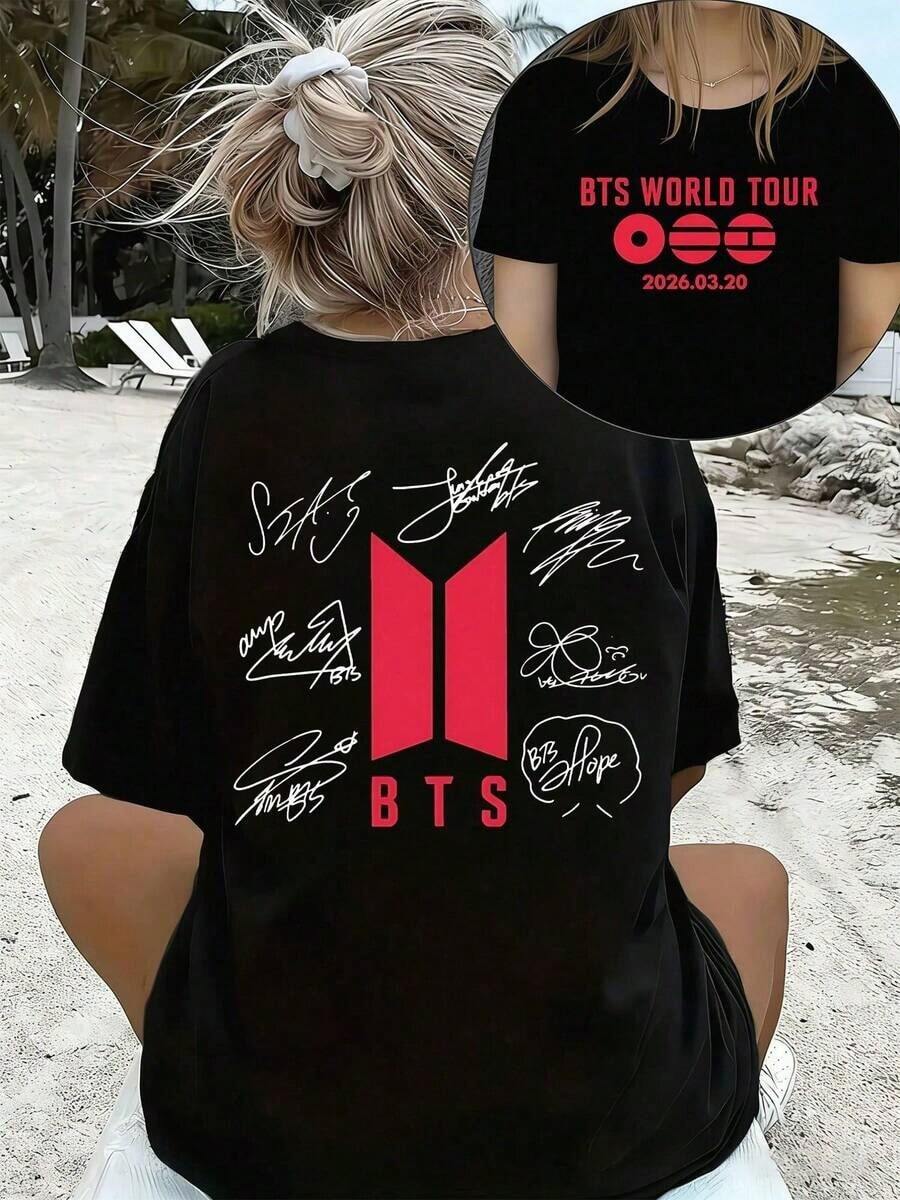 Camiseta , Regalos de Mercancía Retro World Tour 2026, Camiseta Bangtan Come Back para Army, Regalo de Camiseta Army de Doble Cara, Confeccionada en 100% Algodón Transpirable, Perfecta para Inyectar Vibe Nostálgico y Divertido en tus Atuendos Durante Reuniones Casuales, Eventos Musicales o Uso Diario. Esta es una camiseta casual de manga corta con cuello redondo y estampado para hombre, ideal para el uso diario. Es un excelente regalo para amigos y familiares. La camiseta 100% algodón presenta un diseño juvenil y moderno, adecuada como camiseta con estampados tanto para hombres como para mujeres, ideal para la temporada de regreso a clases. También es una blusa holgada y cómoda para mujeres.