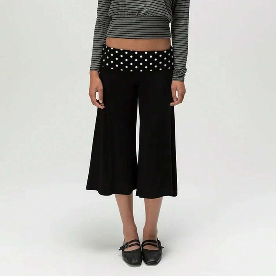 Pantalones Capri Holgados de Estilo Y2K para Mujer, Pantalones Anchos y Cortos, Estilo Gaucho, Cómodos, Casuales, para Yoga, Pijama - D - Ver 1