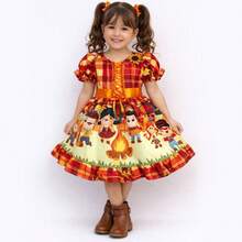 Children's Dress For June Festival, Saint John's Day And Quadrille Dance, With Lining And Tulle Petticoat, Red. - 紅色 - 查看 6