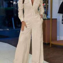 Women's Solid Color Long Sleeve Fashionable Jumpsuit Suitable For Summer Fall Cloth For Women - Albaricoque - Ver 1