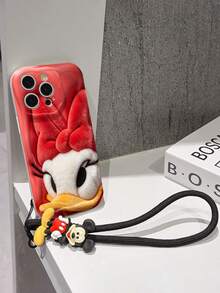 Disney Mickey Mouse Clubhouse Phone Case : 3D Fluffy Pattern Border Protector Phone Soft Phone Case With A Free Cute Mickey Bracelet Chain Lanyard, Mickey, Minnie, Goofy, Donald Duck, Daisy Duck, Pluto, For Apple 17 Promax 17 Pro 16 15 14 13 12 11 Pro Max XS Max X XR Soft Cover Summer Phone Case - White - View 5
