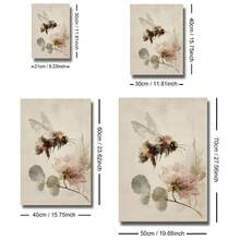 1pc Framed/Unframed Vintage Beed Floral Cottagecore Canvas Poster Cozy Botanical Insect Rustic Wall Art Print Minimalist Farmhouse Decor Retro Scroll Painting For Dorm,Office,Living Room,Modern Home Decoration - A - View 9