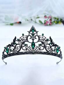 Bộ 1 vương miện hình dơi và mạng nhện phong cách Gothic – Màu đen, pha lê xanh, hoàn hảo cho Halloween, đám cưới và các bữa tiệc hóa trang, có thể dùng làm vương miện của Nữ hoàng bóng tối. - Nhiều màu - Xem 11