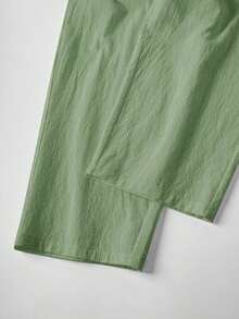 Women's Minimalist Solid-Color Casual Pants - Green - View 6