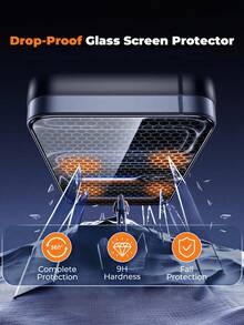 3Pcs,Compatible With IPhone 17 Pro Max [6.7 Inch] 9D Drop Protection,Cell Phones & Accessories/Phone Screen Protectors,High-Definition Anti-Oil Stain,Holiday/Daily/Glamorous/Funky,Tempered Glass Sensor Protection - Black Border Transparent - View 3