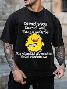 Camiseta de hombre con eslogan en español divertido - Perfecta para días estresantes, ropa casual, regalo para amigos - Verano, ligera, transpirable camiseta de manga corta - Tallas S M L XL XXL XXXL - Negro - Ver 5