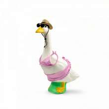 4 Pcs Porch Goose Summer Costume Cute Dot Print Bikini And Skirt Straw Hat Sunglasses Set For Patio Yard Lawn Decor - Colorful - View 7