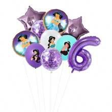 Official Licensed  Jasmine Princess Purple Theme Birthday Party Balloon Decoration Set, Purple Cartoon Pattern Foil Balloons, 32 Inch Purple Number 1-9 Foil Balloons, Happy Birthday Balloon Set, Suitable For Birthday Growth Ceremony Party Wall Decor Background, Balloon Set Decoration Supplies - View 16