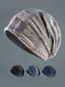 Mũ turban nam họa tiết chữ ngẫu nhiên tối màu, mềm mại và nhẹ, thoáng khí, đa năng, có thể dùng làm khăn giữ ấm cổ hoặc khăn che mặt chống nắng, thích hợp cho mặc hàng ngày vào mùa xuân, hè và thu. - Nhiều màu - Xem 2