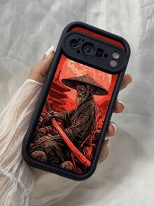 NR178 侍の戦士 赤い風景,対応するPixel 10 9 8 Pro 9A 8A ケース、対応するiPhone17 16 15 14 13 12 11 Pro Max 7 8 16 15 14 Plus 16e 17e 17 Air ケース、フルカメラ保護ソフト TPU ケース、キャンディカラーエンジェルアイラダーマットシリコン肌に優しいタッチフォンケースカバー（女性＆女の子向け） - ブラック - チェックする 6