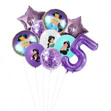 Official Licensed  Jasmine Princess Purple Theme Birthday Party Balloon Decoration Set, Purple Cartoon Pattern Foil Balloons, 32 Inch Purple Number 1-9 Foil Balloons, Happy Birthday Balloon Set, Suitable For Birthday Growth Ceremony Party Wall Decor Background, Balloon Set Decoration Supplies - View 7