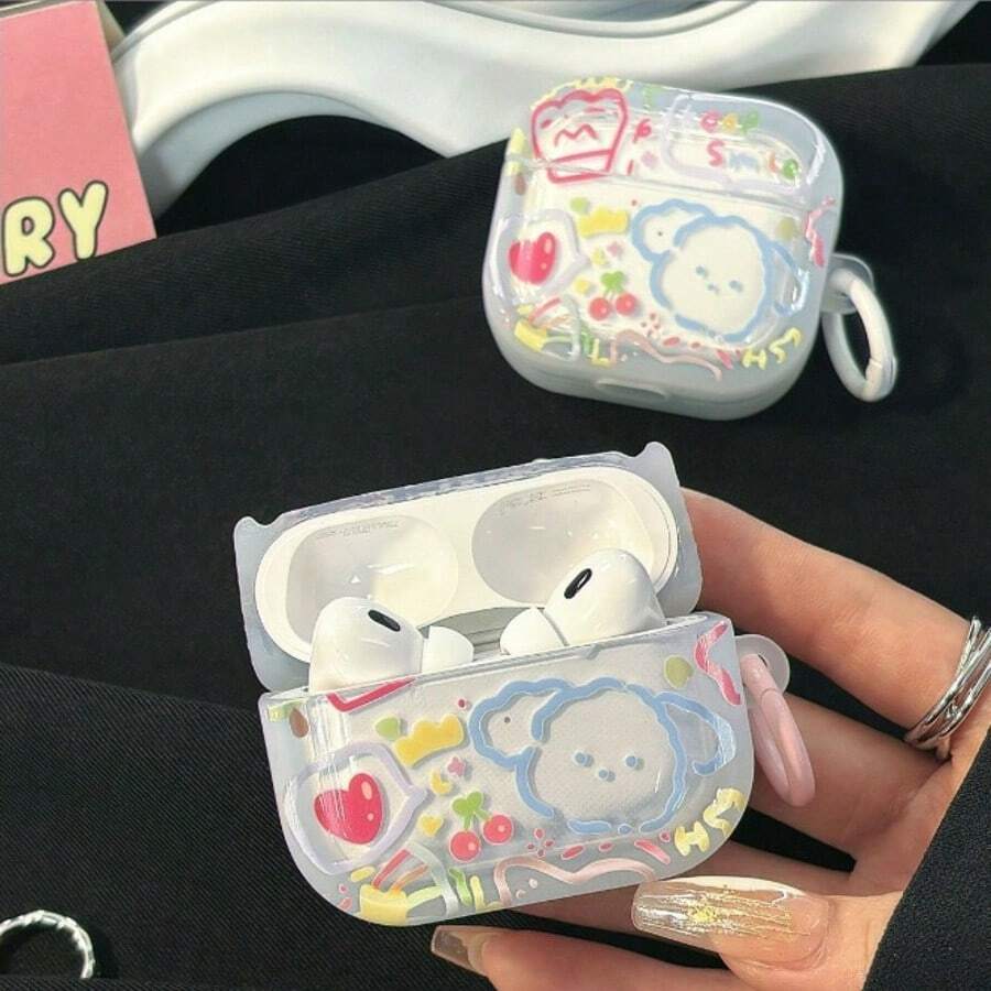 Painted Graffiti 1pc Compatible With Apple Bluetooth Headset Protective Cover Airpodspro2 Protective Case Airpods3 Color Line Puppy - Multicolor - View 1