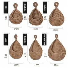 Handwoven Hanging Wall Fruit Vegetable Basket Organizer Container Decor for Kitchen Garden Mount Wall Plant Flower Onion Storag - XXL - Ver 7