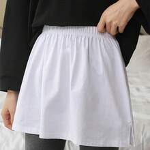 Pantalones casuales con ribete de encaje para mujer, de cintura elástica adelgazante, holgados de pierna ancha, para uso exte... - Vestido base blanco - Ver 5