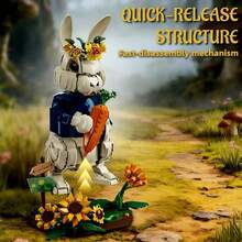 Puzzle Balok Bangunan Hewan Kelinci Pastoral Kreatif Dekorasi Rumah, Rakitan Kelinci Bunga Pedesaan, Ornamen Dekorasi Rumah, Penghilang Stres, Hadiah Liburan Hadiah Ulang Tahun - MultiWarna - View 5