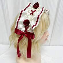 Original Subculture Lolita Style Wine Red Strawberry Cake Bow Headband, Sweet & Cute Christmas New Year Accessory For Japanese Style Girls - Multicolor - View 9