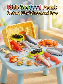 Disassemblable Lobster/King Crab/Turkey/Fish Model, Allows Children To Identify Food's Internal Structure, Crab Legs Make Crisp Sounds When Broken, Suitable For Teenagers And Children, Simulated Kitchen Toy Set, Educational Toy To Identify Food, Can Also Be Used As Decor For Boys And Girls - Multicolor - View 2
