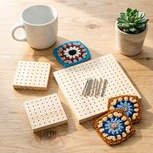 Metal Rod Crochet Boards Set, Including Crochet Board, Rhinestone Fixator, Crochet Board, Granny Square Crochet Board, Wooden Crochet Pad, Smooth Surface No Installation Required, Suitable For Beginners And Advanced Crafters, Perfect Gift For Handcraft Lovers | Decorative Handicraft Boards | Smooth Surface Weaving Tool Boards - Regular Model - View 5