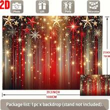 A 2D Flat Banner, Featuring A Festive Starlight Theme Design With Red And Gold Stars And Sparkling Lights. This Photo Prop Is Suitable For Various Celebrations, Such As Weddings, Birthdays, Home - 30 - View 4