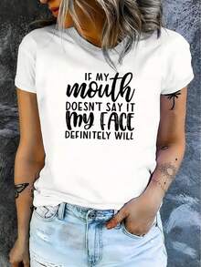 Camiseta Casual de Manga Corta para Mujer 1 pieza 100% Algodón Grueso - Cómoda Cuello Redondo, Tops Tees Suaves y Adorables - Blanco - Ver 3