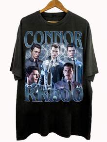 Vintage 90s B1Ootleg StY1Le Connor RK800 T1S1Hirt, Dit BE1come Human Gif For Man And WoM1en UniS1ex T1S1Hirt - Negro - Ver 2