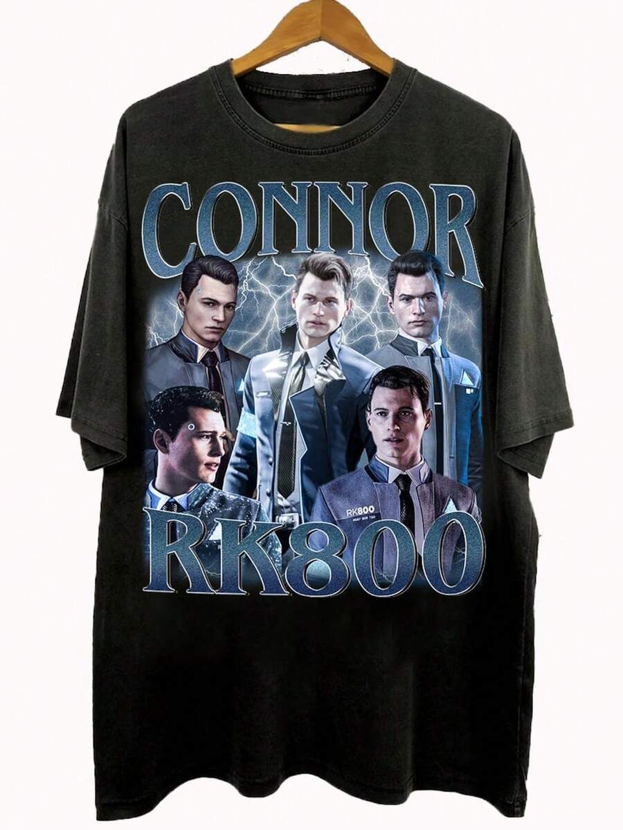 Vintage 90s B1Ootleg StY1Le Connor RK800 T1S1Hirt, Dit BE1come Human Gif For Man And WoM1en UniS1ex T1S1Hirt
