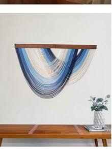 1pc Handmade Bohemian Style Woven Macrame Wall Hanging Tapestry, Wave Line Decor, Suitable For Living Room, Bedroom, Office, Minimalist Decoration, Modern Design - Multicolor 2 - View 6