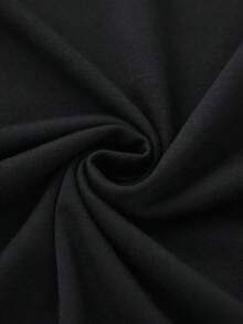 Camiseta gráfica de manga corta con estampado de luna dorada de moda casual para mujerPure-Cotton - Negro - Ver 4
