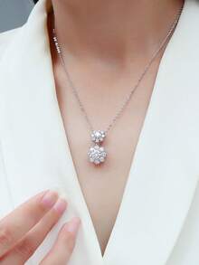 1pc D Color Moissanite S925 Sterling Silver Necklace, Elegant Luxury Jewelry Gift, Suitable For Engagement, Wedding, Anniversary, Birthday, Christmas - Silver - View 4