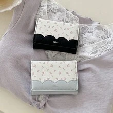 Minimalist Ins Style Sweet Short Multi-Function Pink Floral Wallet Coin Purse Card Holder - Multicolor - View 7