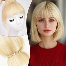 360° Clip-On Air Bangs Hair Extensions, Suitable For Women With Sideburns, 3 Secure Clips, Full Bangs - S613 - View 2