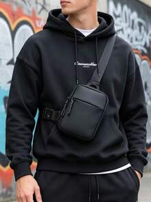 Túi đeo vai/đeo chéo nhỏ gọn thời trang unisex, túi đựng điện thoại đeo ngực thông thường, ba lô du lịch nhẹ. - màu đen - Xem 8