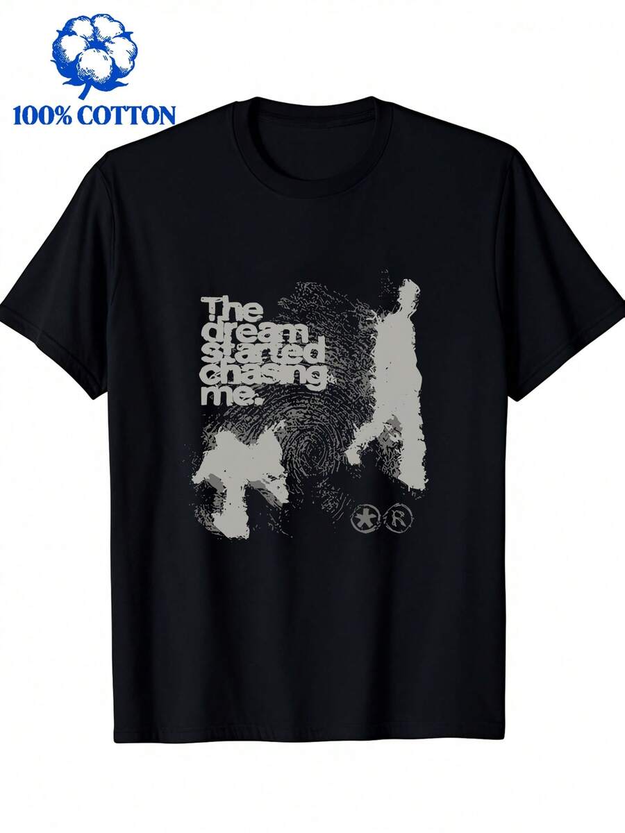 Unisex Y2K Retro "Chase Me" Pixel Art T-Shirt - Short Sleeve Crew Neck Summer Tee, Perfect For Casual Gaming Style, Great For Outdoor Activities And Everyday Wear, And Machine Washable - 黑色 - 查看 1