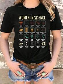1 Piece 100% COTTON Biology And Chemistry Student T-Shirt Teacher 180g 100% Soft Cotton Y2k T-Shirt Shirt - 黑色 - 查看 1