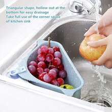 Triangle Kitchen Sink Sponge Holder, Corner Drain Rack, Cup And Vegetable Storage Rack, Large Capacity Drainage Hanging Rack, Sink Filter Basket - View 6