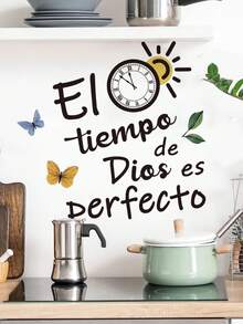 1pc "God's Time Is Perfect" English Quote Wall Decal, Removable Wall Sticker For Bedroom, Living Room Decor - 1PC - View 3