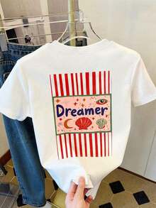 Bohemian Style, Bohemian Style, Women's T-Shirt, Short-Sleeved Graphic Tee, Casual Street Style, Cute Summer Top, Casual Summer Style, Casual Summer Style - 白色 4 - 查看 4
