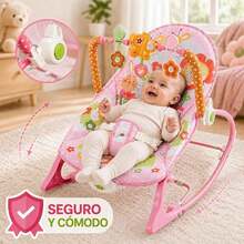 PEYMALERA Baby Vibrating Rocking Chair Musical With Games Swing Entertainment Relaxing Fun - Pink - View 5