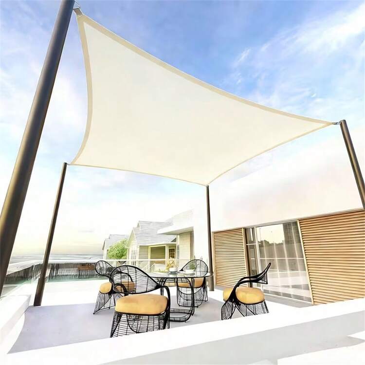 1pc Rectangular Sunshade Sail - Waterproof Polyester Oxford Cloth With PU Coating, Equipped With Rust-Resistant Metal D-Rings, Rectangular Sunshade Sail, Waterproof And UV-Resistant Canopy, Suitable For Outdoor Patio, Lawn, Beach, Garden, Carport, Backyard Patio And Gazebo - Square Sunshade Sail - View 4