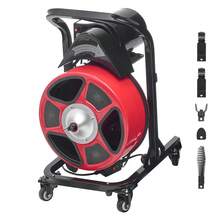 Drain Cleaner Machine 50 FT X 1/2 Inch, Manual Feed Sewer Snake Auger On Wheels - With 4 Cutters & Air-Activated Foot Switch For 2" To 6" Pipes - 查看 8