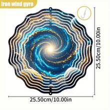 1个3D星系旋转风向标 - 360°旋转星空墙饰,带挂钩,10英寸圆形铁艺室内/室外装饰,适用于婚礼、圣诞节、派对和花园 - 迷人的星系和星云设计 - A - 查看 9