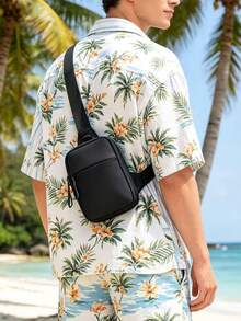 Túi đeo vai/đeo chéo nhỏ gọn thời trang unisex, túi đựng điện thoại đeo ngực thông thường, ba lô du lịch nhẹ. - màu đen - Xem 9