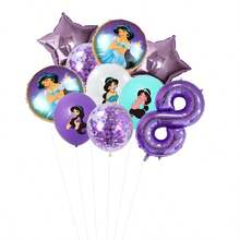 Official Licensed  Jasmine Princess Purple Theme Birthday Party Balloon Decoration Set, Purple Cartoon Pattern Foil Balloons, 32 Inch Purple Number 1-9 Foil Balloons, Happy Birthday Balloon Set, Suitable For Birthday Growth Ceremony Party Wall Decor Background, Balloon Set Decoration Supplies - View 10